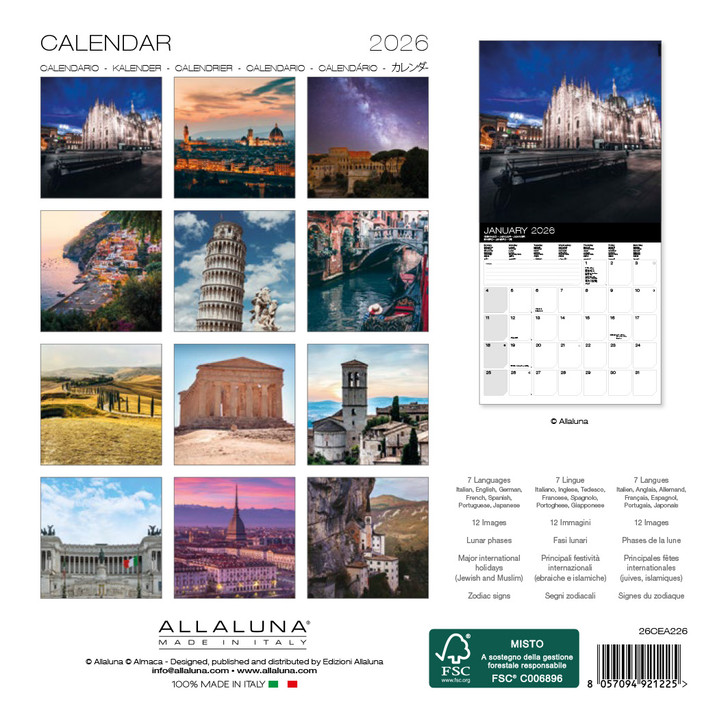 ITALY - 7 x 7 SMALL WALL CALENDAR