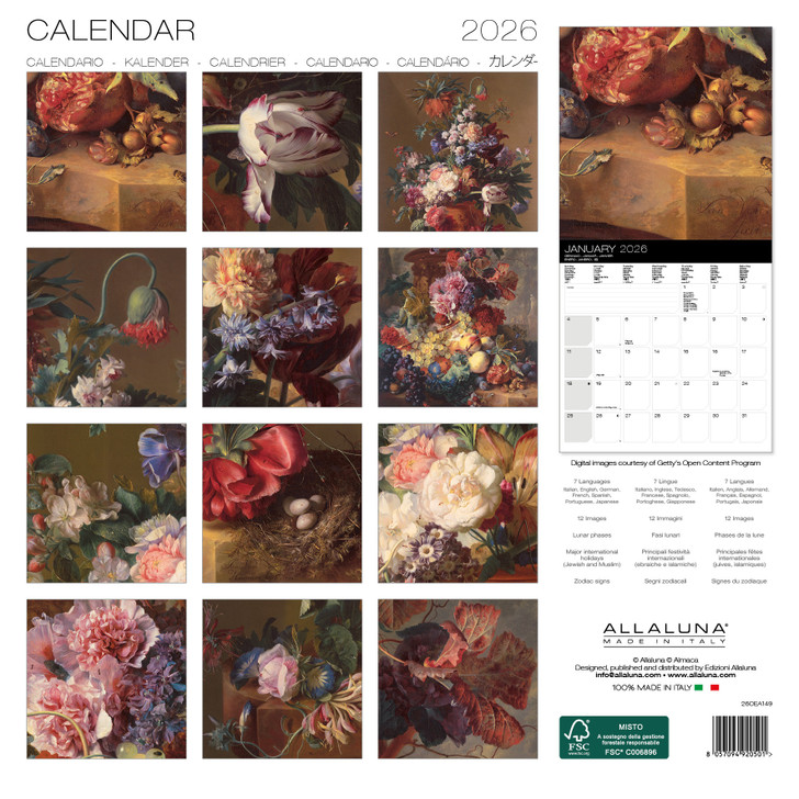 JAN VAN HUYSUM - 12 x 12 WALL CALENDAR