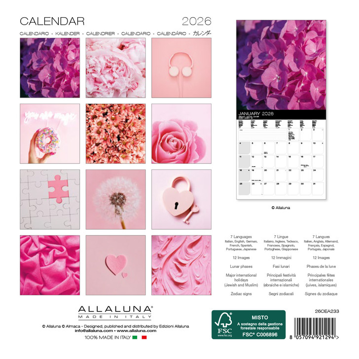 PINK - 7 x 7 SMALL WALL CALENDAR