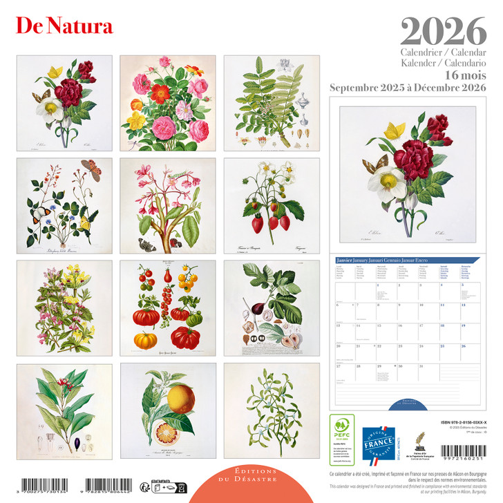 DE NATURA / OF NATURE - 12 x 12 WALL CALENDAR