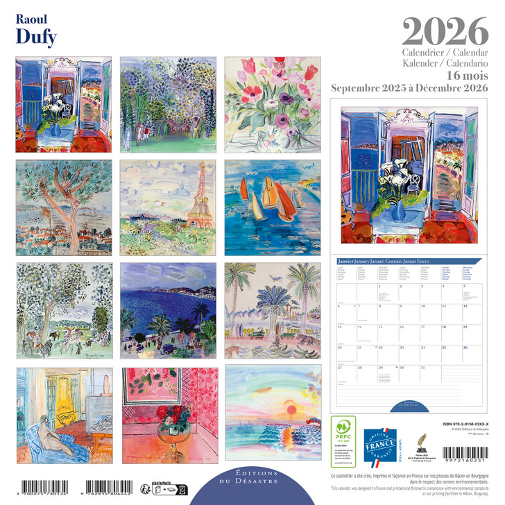 DUFY - 12 x 12 WALL CALENDAR