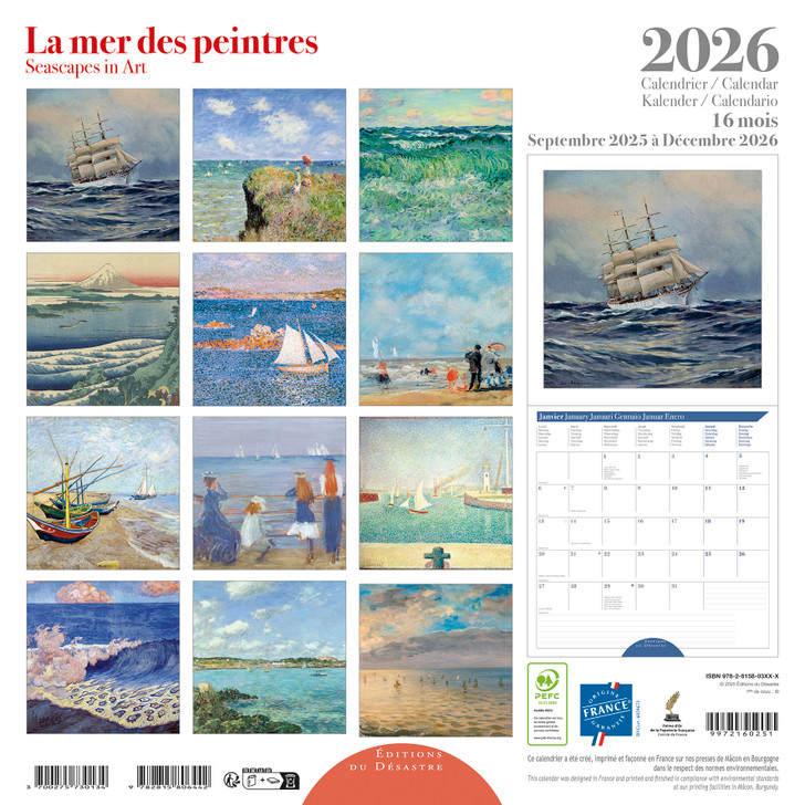 MER DES PEINTRES / PAINTERS OF THE SEA - 12 x 12 WALL CALENDAR