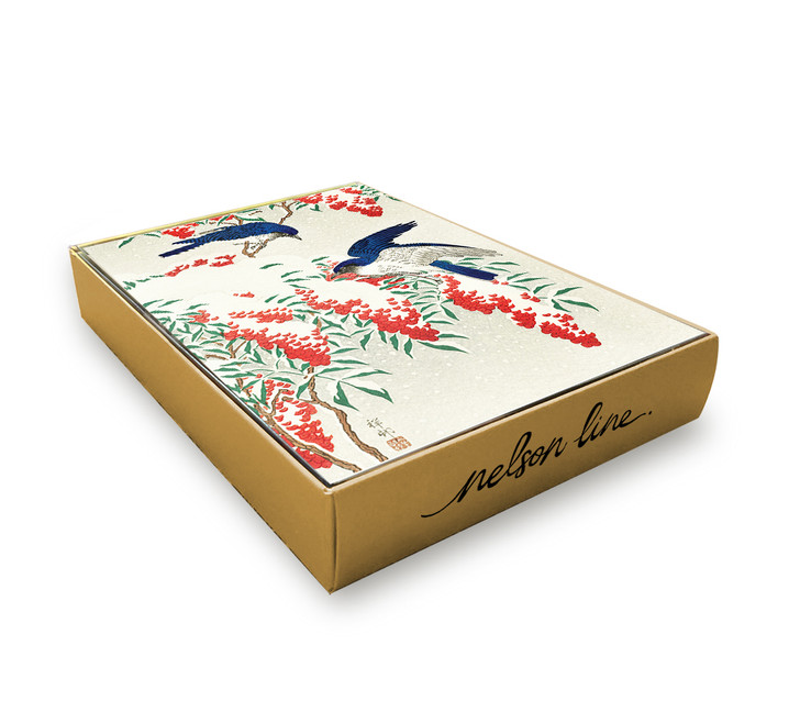 Flycatchers On Snow Covered Bush - 12 Cds/Env Museum Christmas Bx | Christmas & Holiday Greeting Card | Nelson Line Studio