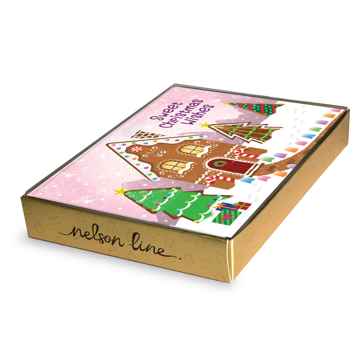 Gingerbread Cheer - Christmas Box - 12 Cds/Env | Christmas & Holiday Greeting Card | Nelson Line Studio
