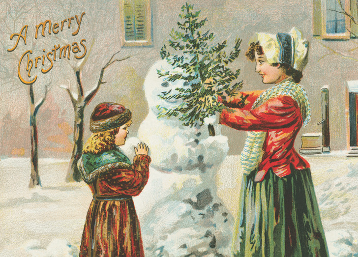 Making A Snowman - 12/Box Vintage Xmas | Christmas & Holiday Greeting Card | Nelson Line Studio