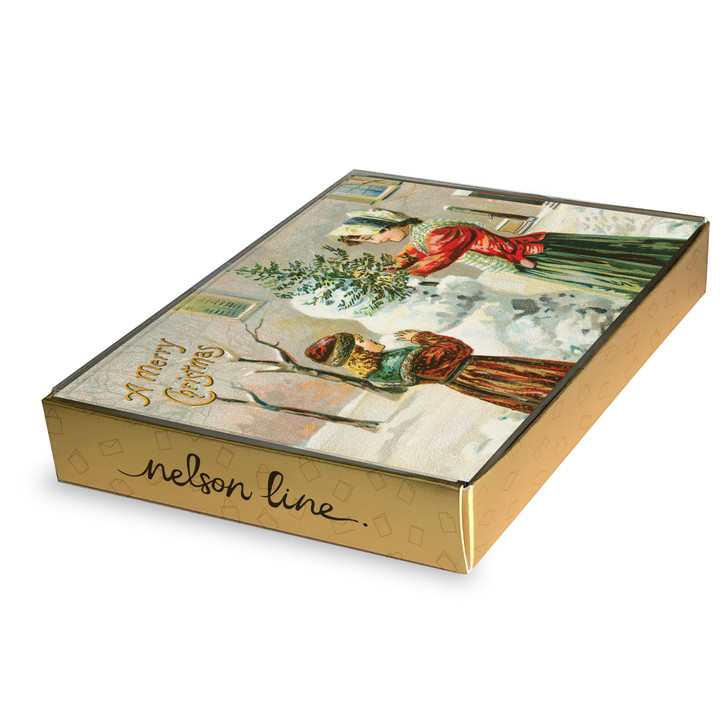 Making A Snowman - 12/Box Vintage Xmas | Christmas & Holiday Greeting Card | Nelson Line Studio