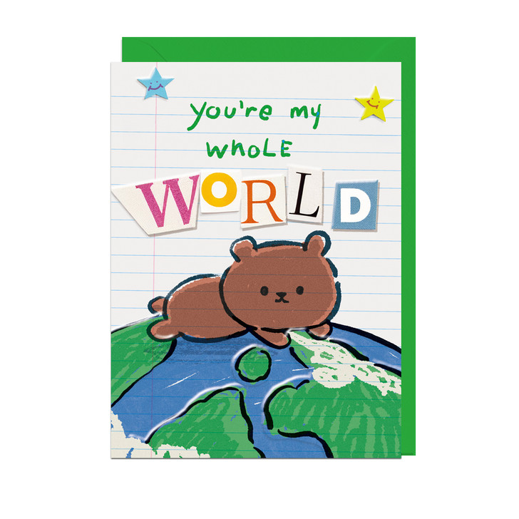 WHOLE WORLD- 5 x 7 BEARLY GETTING BY CARD