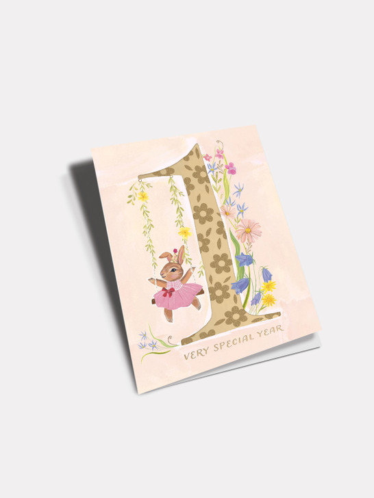 1st Birthday Bunny - 5 x 7" Birthday Card