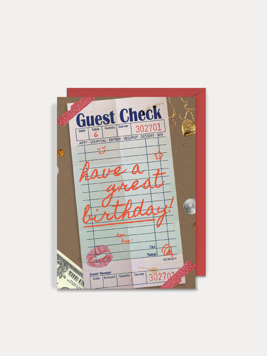 Guest Check | Birthday Greeting Card | Number 6