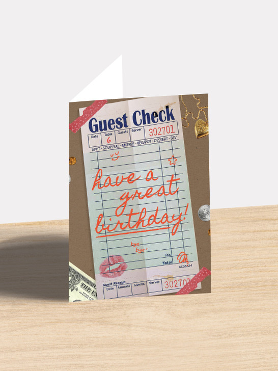 Guest Check - 4.5 x 6.25 Birthday Card