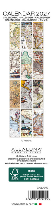 ANTIQUE MAPS BOOKMARK 2 x 8 ALLALUNA CALENDAR