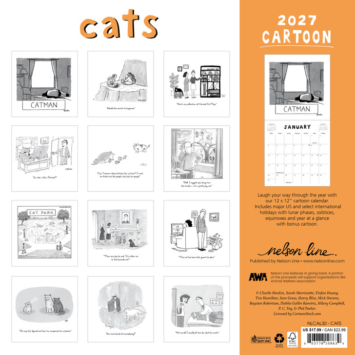 CATS 12 x 12 CARTOON CALENDAR