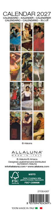 DEGAS BOOKMARK 2 x 8 ALLALUNA CALENDAR