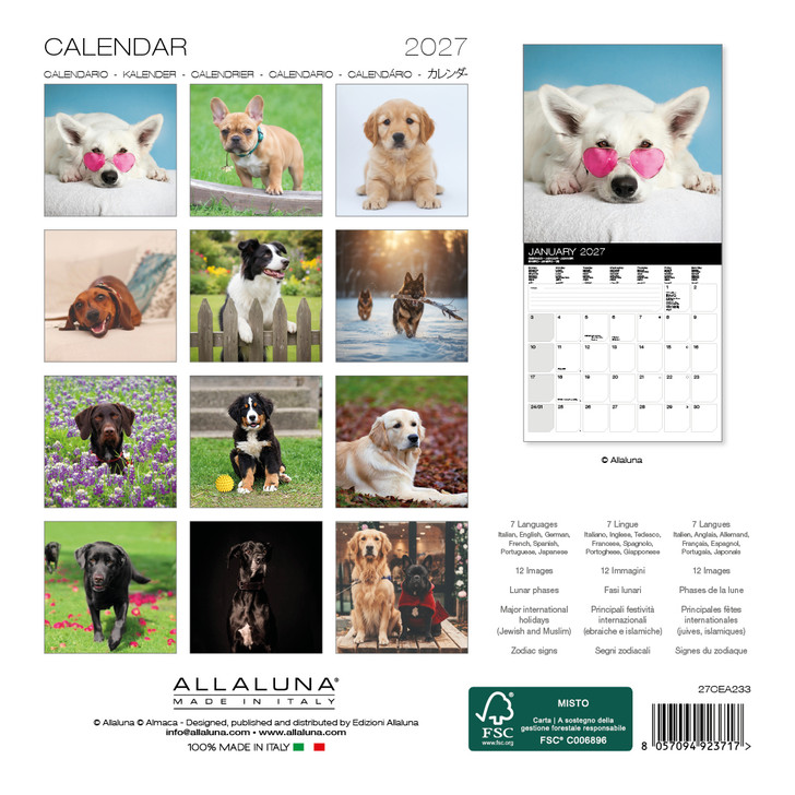 DOGS 7 x 7 ALLALUNA CALENDAR