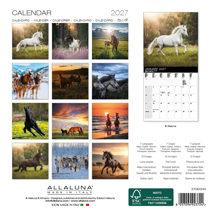 HORSES 7 x 7 ALLALUNA CALENDAR