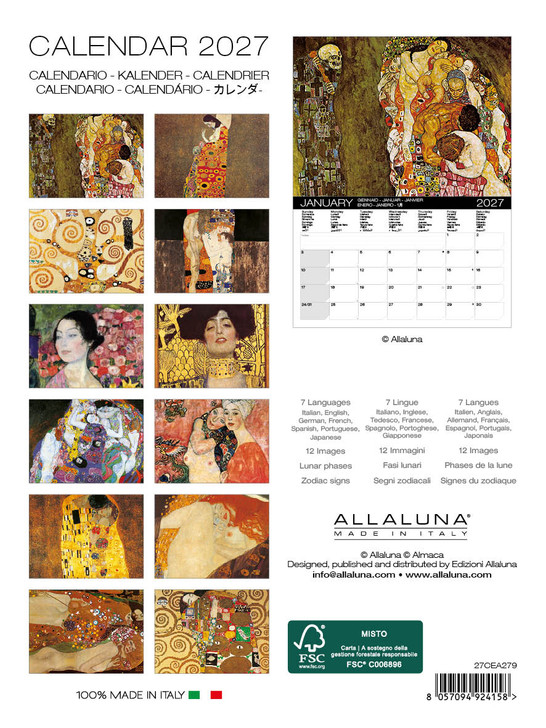 KLIMT 6 x 8 ALLALUNA CALENDAR