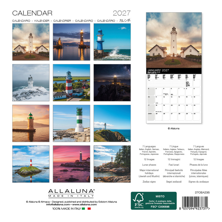 LIGHTHOUSES 7 x 7 ALLALUNA CALENDAR