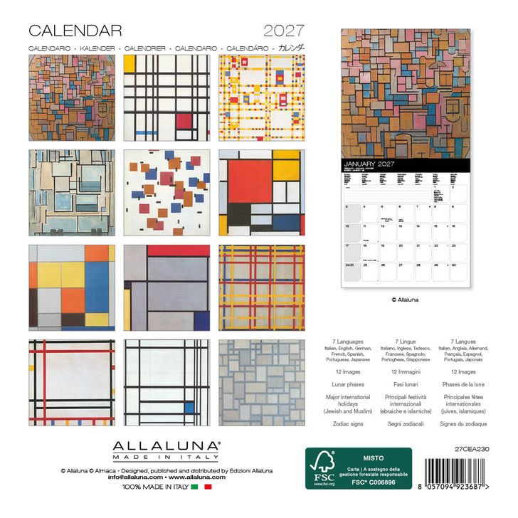 MONDRIAN 7 x 7 ALLALUNA CALENDAR