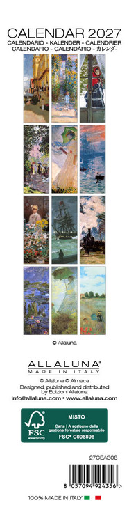 MONET BOOKMARK 2 x 8 ALLALUNA CALENDAR