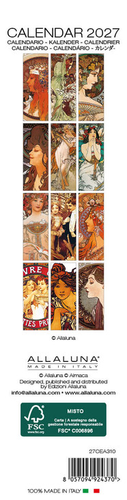 MUCHA BOOKMARK 2 x 8 ALLALUNA CALENDAR