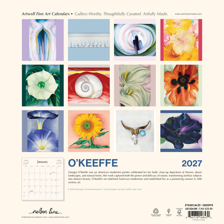 O'KEEFFE 12 x 12 ARTWELL CALENDAR