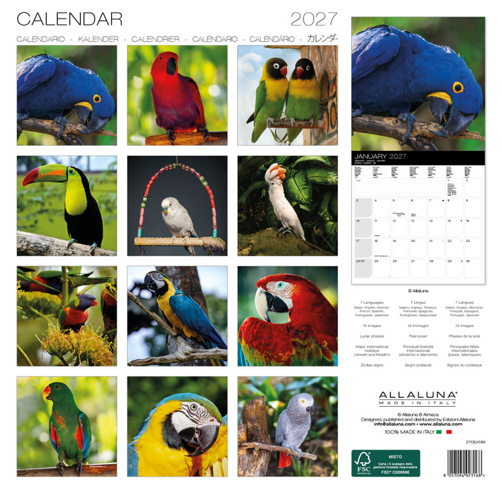 PARROTS 12 x 12 ALLALUNA CALENDAR