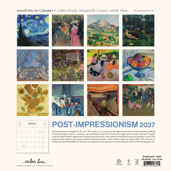 POST-IMPRESSIONISM 12 x 12 ARTWELL CALENDAR