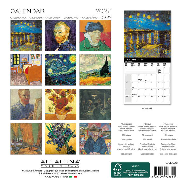 VAN GOGH 7 x 7 ALLALUNA CALENDAR