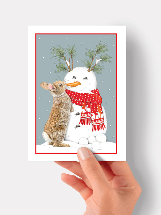 Bunny Snowman - 4.5 x 6.25 Christmas Card