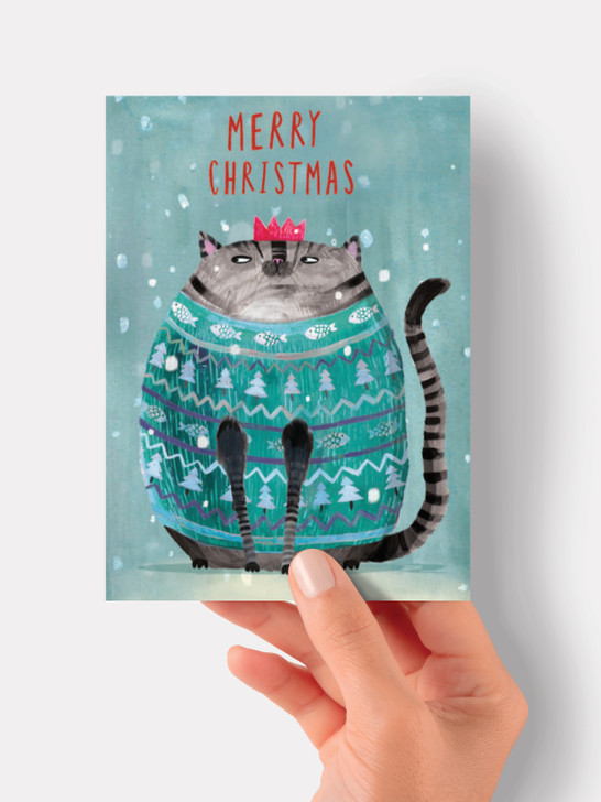 Cat Christmas Jumper - 4 x 6 Christmas Card