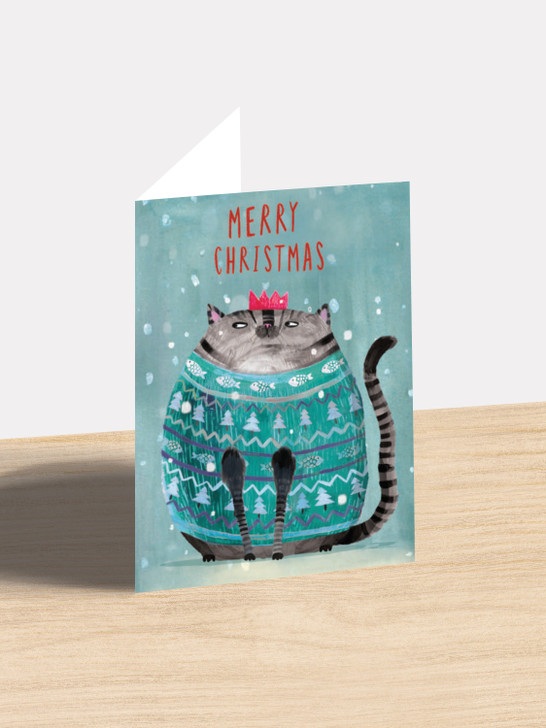 Cat Christmas Jumper - 4 x 6 Christmas Card