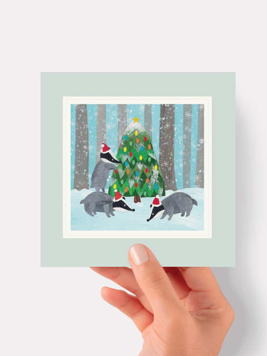 Christmas Badgers - 6 x 6 Christmas Art Card
