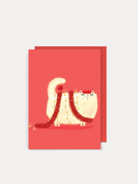 Christmas Tinsel Cat  - 4 x 6 Christmas Card