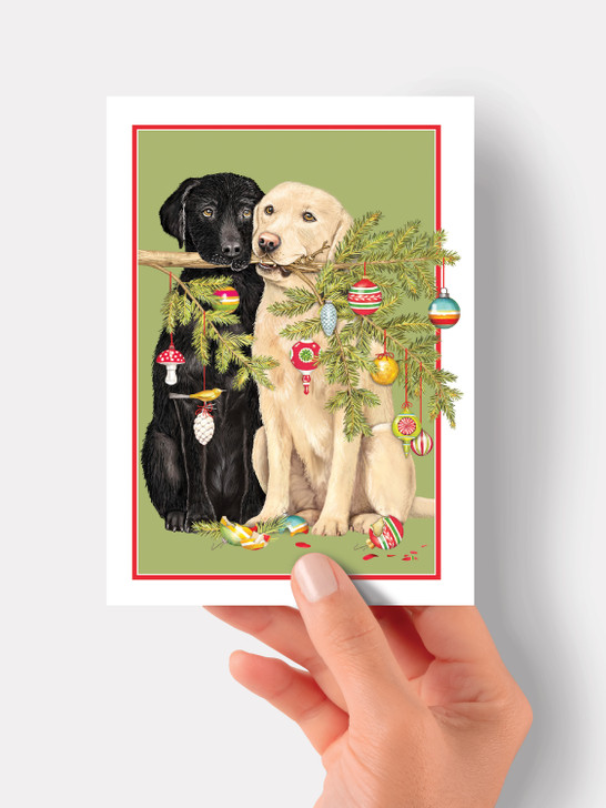 Dog Branch - 4.5 x 6.25 Christmas Card