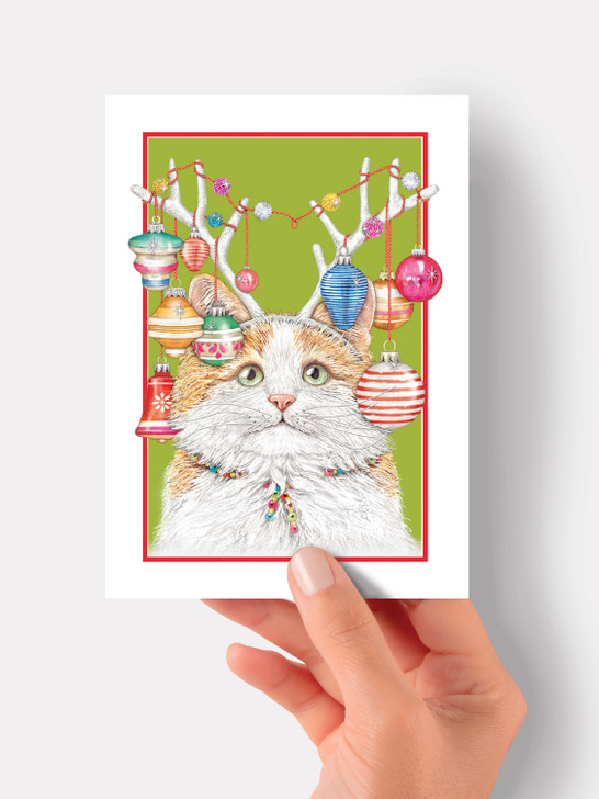 Kitty Antlers - 4.5 x 6.25 Christmas Card