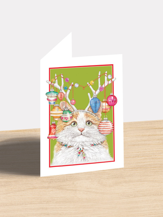 Kitty Antlers - 4.5 x 6.25 Christmas Card