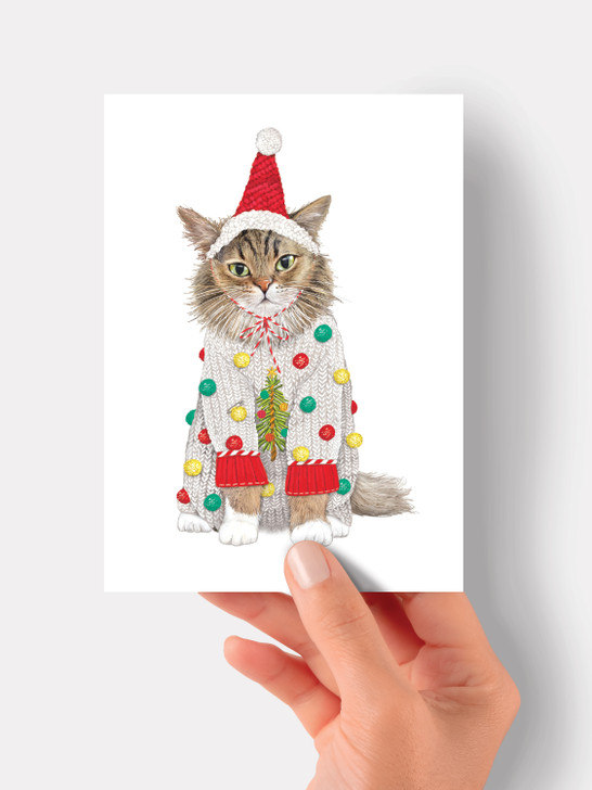 Kitty Sweater - 4.5 x 6.25 Christmas Card