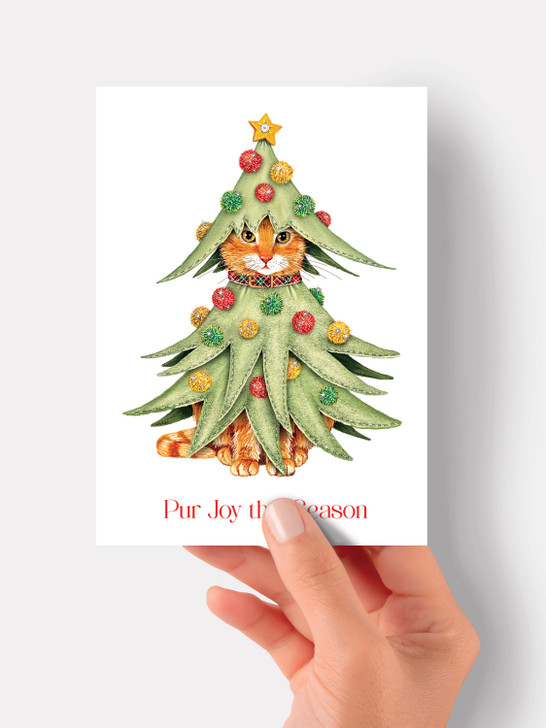 Kitty Xmas Tree - 4.5 x 6.25 Christmas Card