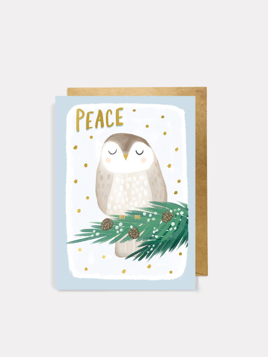 Peace Owl - 4.5 x 6.25 Christmas Card