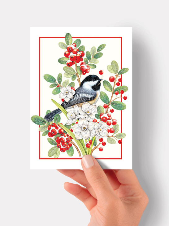 Red Berry Bird - 4.5 x 6.25 Christmas Card