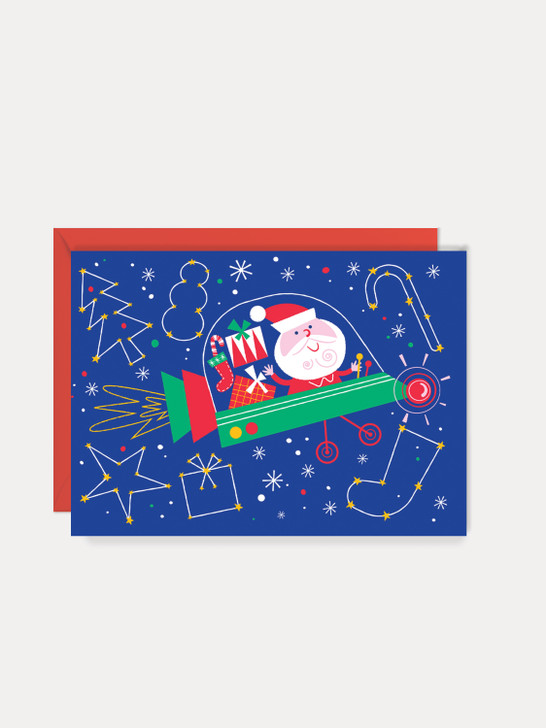 Space Santa - 4.5 x 6.4 Christmas Card