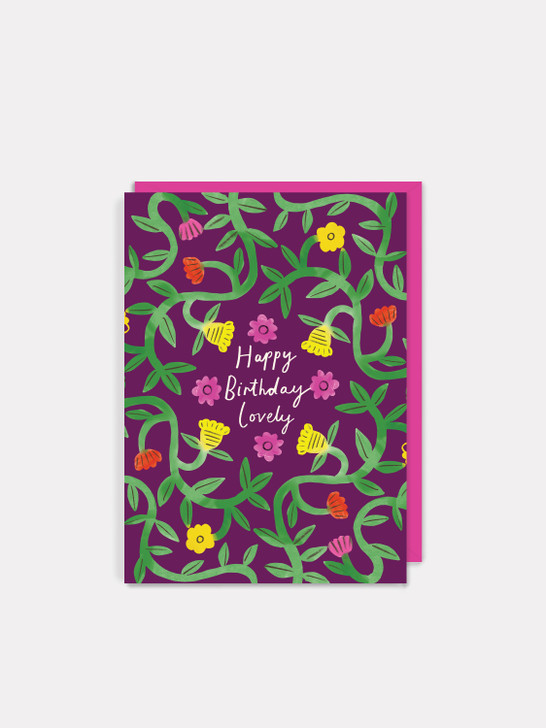 Floral Border Birthday Lovely | Birthday Card | Kitty Kenda