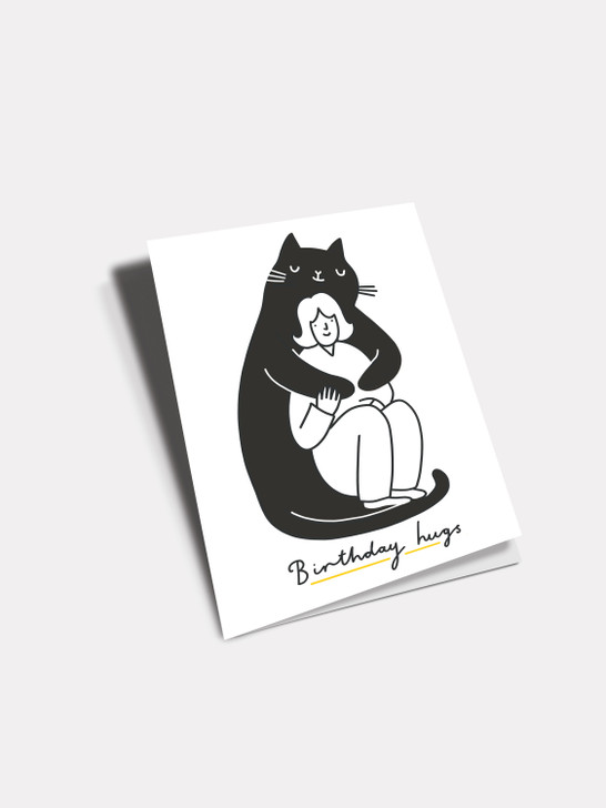 Giant Cat Birthday Hugs | Birthday Card | Kitty Kenda