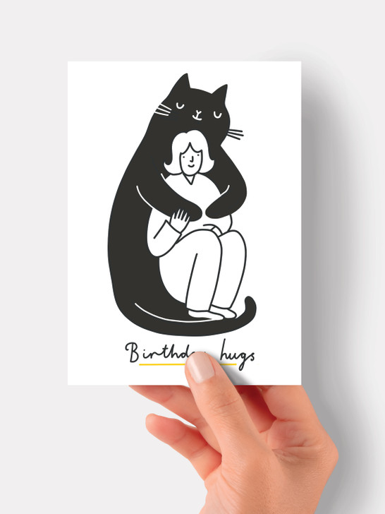 Giant Cat Birthday Hugs | Birthday Card | Kitty Kenda