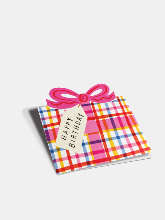 Gingham Birthday Bow | Birthday Card | Kitty Kenda