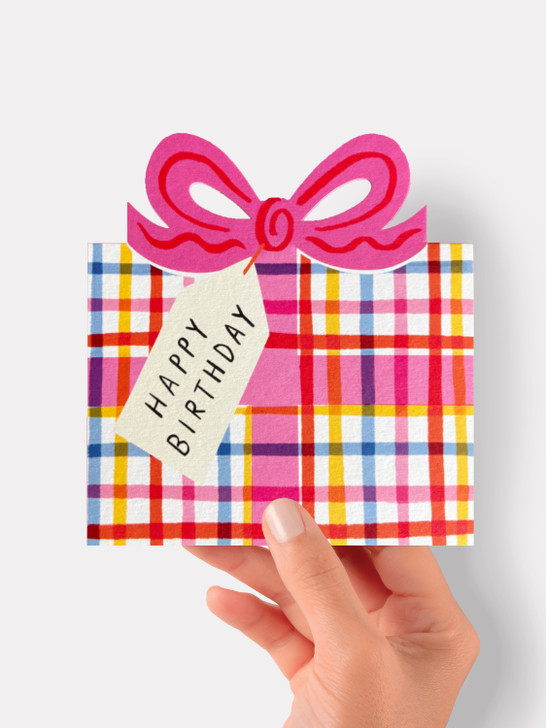 Gingham Birthday Bow | Birthday Card | Kitty Kenda