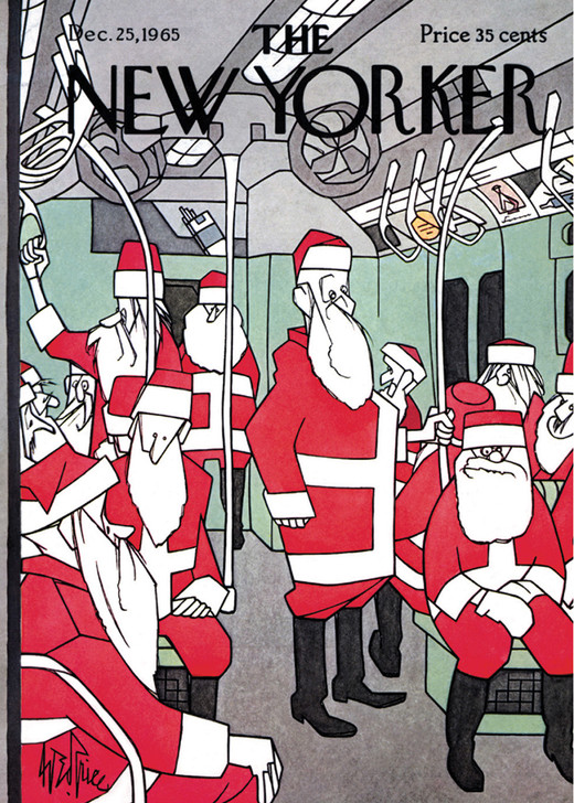 Subway Santas - New Yorker Cover Christmas Card - NYVX016