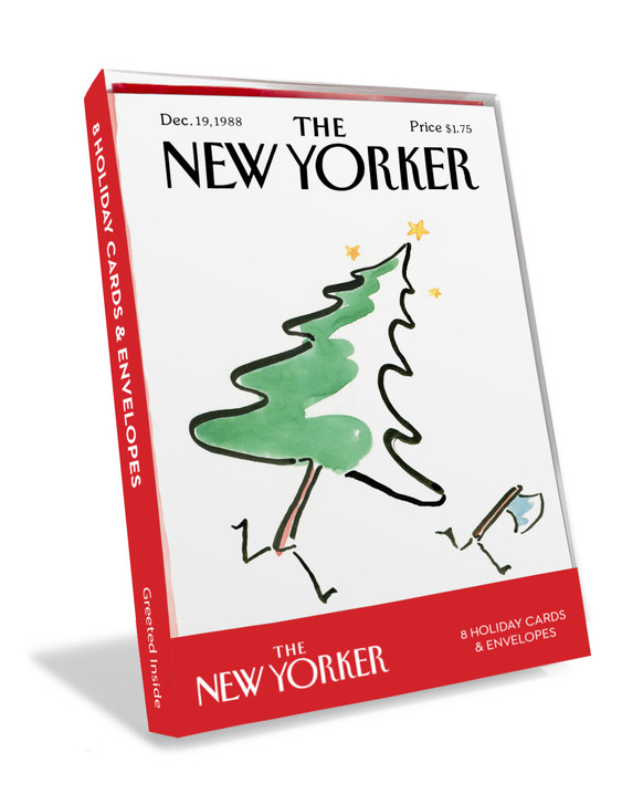 Christmas Tree Chasing Axe | New Yorker Christmas Cover Card