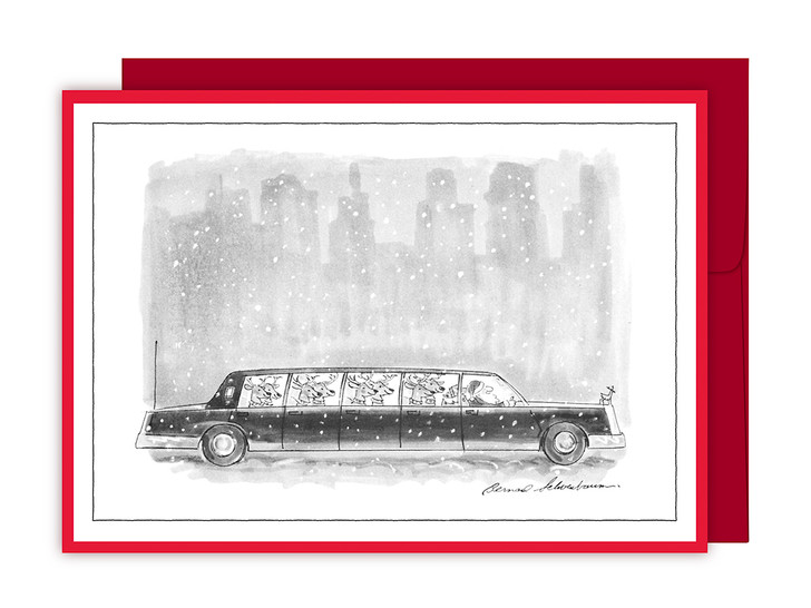 Reindeer in Limo - New Yorker Cartoon Christmas Card - NYX037