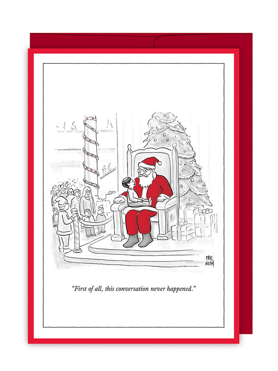Jewish Boy On Santa's Lap | New Yorker Christmas Cartoon Card